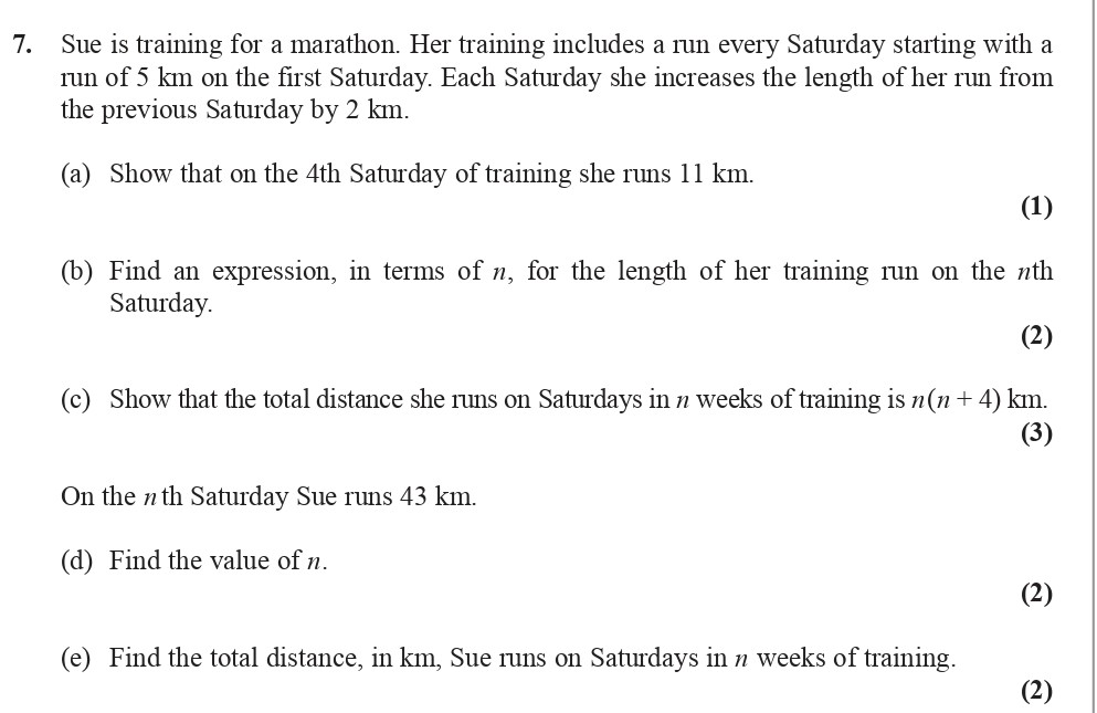 Sue-is-training-for-a-marathon-Edexcel-A-Level Maths Pure-Question 9-2008-Paper 1.png